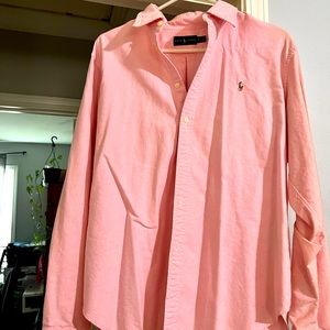 Pink women’s button up polo
